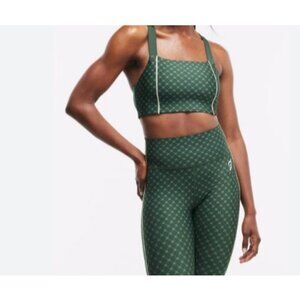 Peloton Green Patterned Square-Neck Sports Bra
